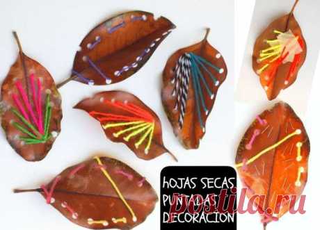 Hojas recien caidas dibujos con puntadas decoracion - enrHedando