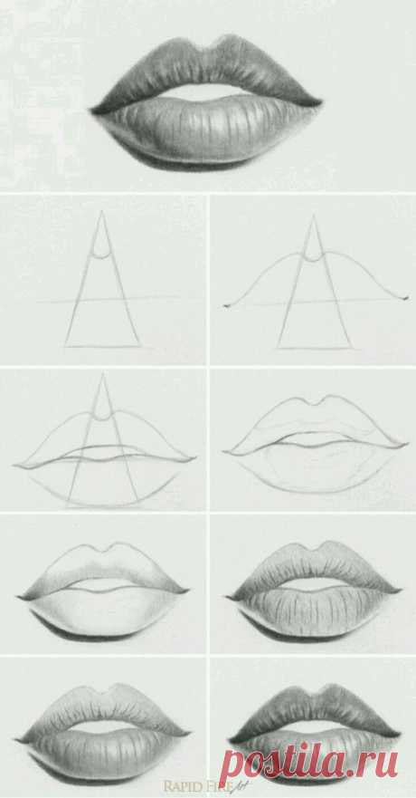 ​Учимся рисовать губы Учимся&nbsp;рисовать губыУчимся рисовать губы разными способами, чтобы потом с их помощью создавать разные лица и разную мимику.