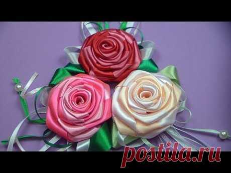 Роза из атласной ленты. Мастер-класс / ribbon rose DIY - YouTube