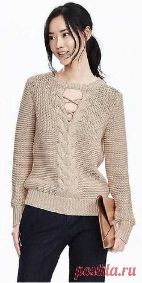 Banana Republic - Lace-Front Cable Sweater