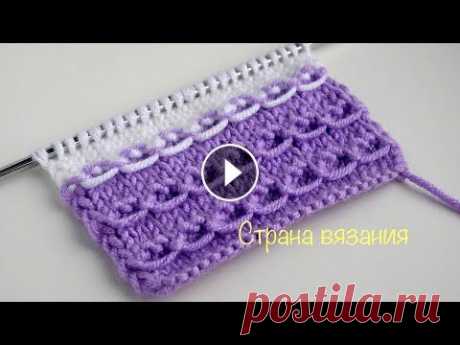 Узоры спицами. Горизонтальные дорожки с перетяжками. Knitting patterns. Horizontal paths. Простой рельефный узор для вязания шапок, свитеров, кардиганов, можно использовать как отделку. Раппорт узора 3 петли и 6 рядов. Для образца набираем ...