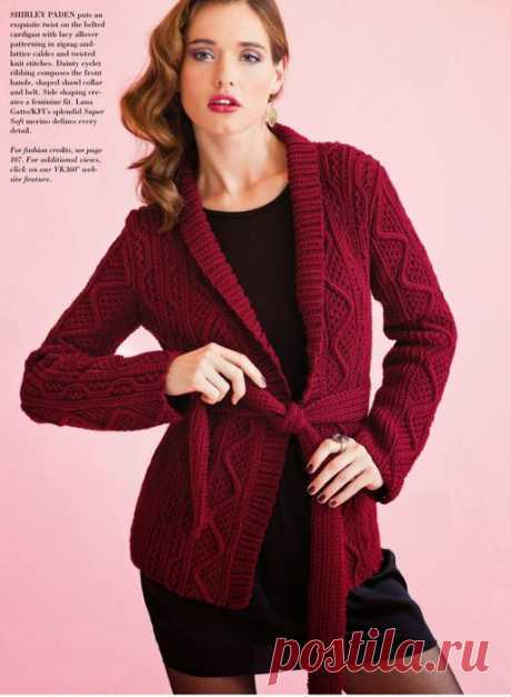 Вязание кардигана Belted, Vogue Knitting Holiday 2014