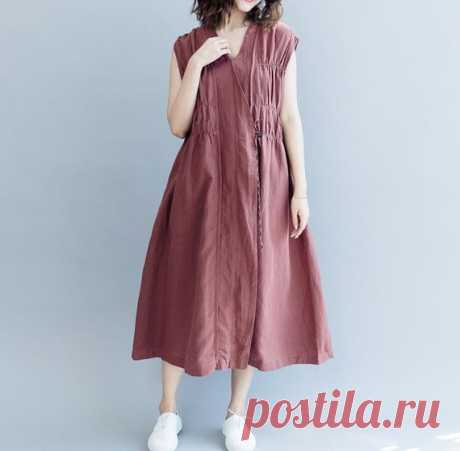 Summer dress women, dress sleeveless summer, khaki maxi dress, dark red dress, linen maxi dress, pleated dress 【Fabric】 cotton, linen 【Color】 khaki , dark red ,black 【Size】 Shoulder does not limit Bust 110cm / 43 Hip 162cm / 63 Length 113cm / 44    Have any questions please contact me and I will be happy to help you.