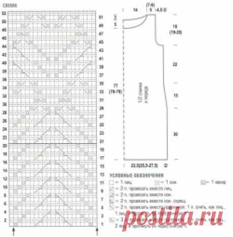 Платье-чехол кружевной вязки  | вязание спицами схемы с описанием
