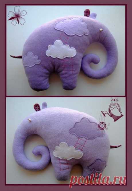 Фиолетовый слоник — как сшить такую мягкую игрушку своими руками.