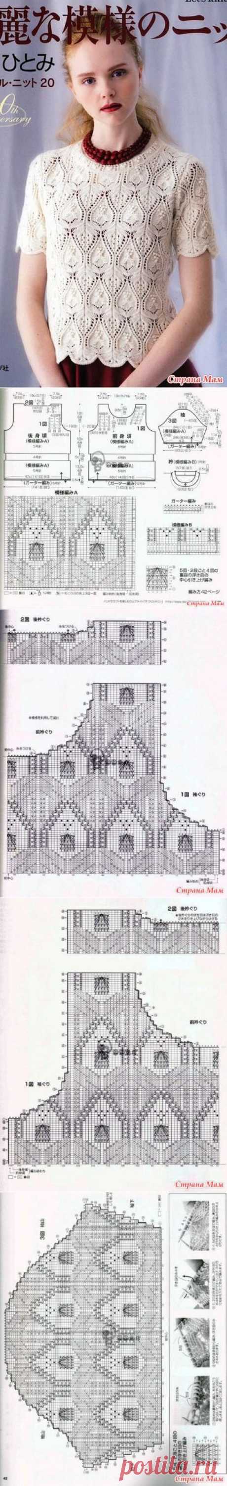 Летний топ красивым узором. Спицы. - ВЯЗАНАЯ МОДА+ ДЛЯ НЕМОДЕЛЬНЫХ ДАМ - Страна Мам