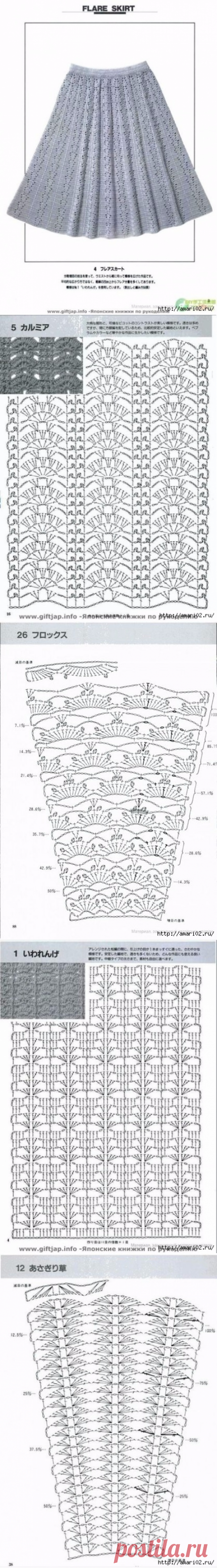 Юбка крючком (много схем)