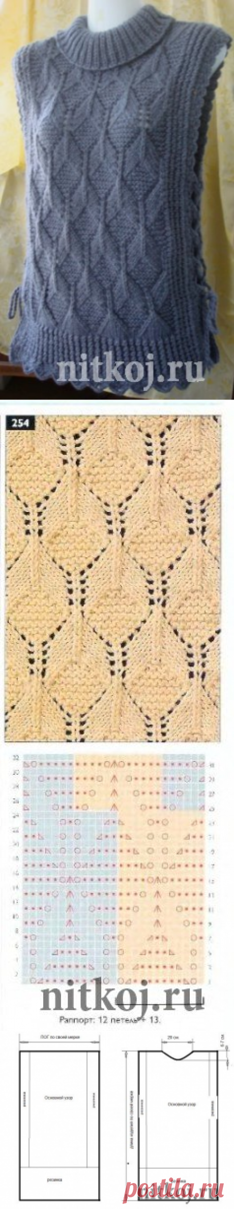 Безрукавка – пончо на завязках » Ниткой - вязаные вещи для вашего дома, вязание крючком, вязание спицами, схемы вязания