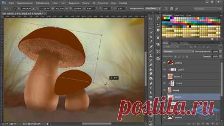 Как нарисовать гриб в Adobe Photoshop. Часть 2
