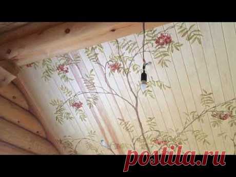 Роспись стен потолка деревянного дома | художник Наталья Боброва