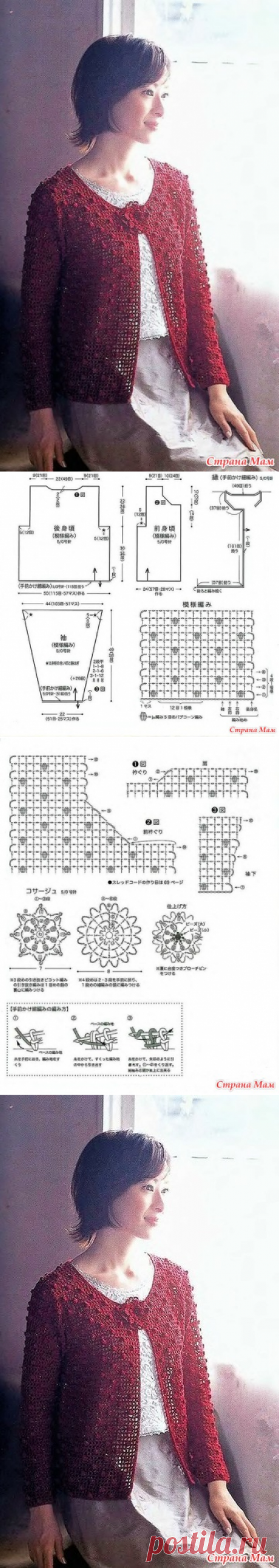 Ажурный жакет с узором шишечки. Крючок. - ВЯЗАНАЯ МОДА+ ДЛЯ НЕМОДЕЛЬНЫХ ДАМ - Страна Мам