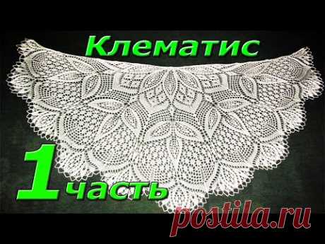 2. Шаль спицами "КЛЕМАТИС". Первые 20 рядов. Вязание.