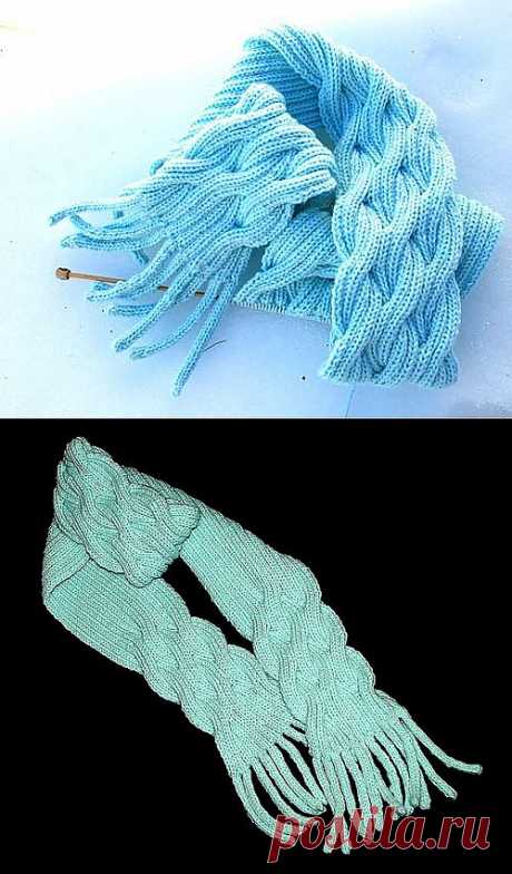 Хитрый шарф на спицах – Мир вязания и рукоделия