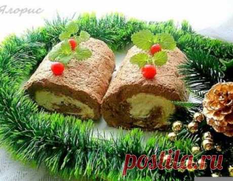 Сырно-печеночный рулет "Накануне Рождества" – кулинарный рецепт