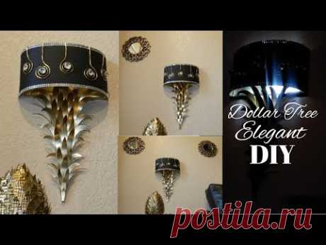 DIY Glam Elegant Wall Lamps|| DIY Elegant Black and Gold Home Decor| DIY Elegant Dollar Tree Decor - YouTube