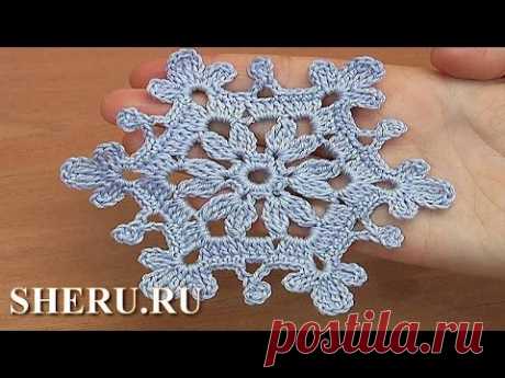 Crochet Snowflake Урок 32 Вязание снежинки крючком