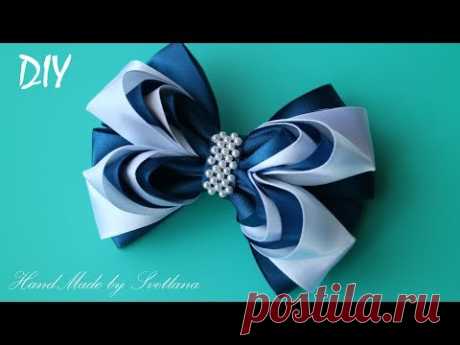 Бантики из лент ШКОЛЬНЫЕ КАНЗАШИ DIY Bows made of ribbon Kanzashi Laço de Cetim Curva da fita 9