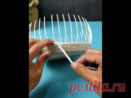 Handmade Hemp rope hand-woven snack basket course #short #knitting #create #diy #handmade