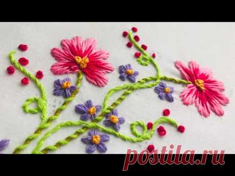 Hand Embroidery: AN AMAZING SPRING FLOWER EMBROIDERY