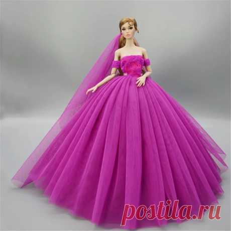 Купить Кукла аксессуары платье + вуаль/Розовый Кружева вечерние платье, вечерний наряд пузырь юбка одежда наряд для 1/6 BJD Xinyi FR ST Barbie из Китая