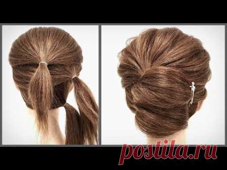 Простая и Быстрая прическа для коротких волос.Красивые прически пошагово. Fast hairstyle for short