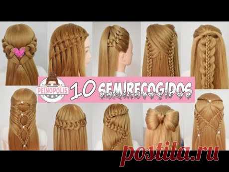 10 SEMIRECOGIDOS : Peinados Faciles y Rapidos con Trenzas para toda ocasion