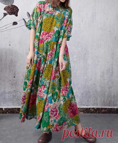 Women summer long dress green cotton maxi dress long Party | Etsy