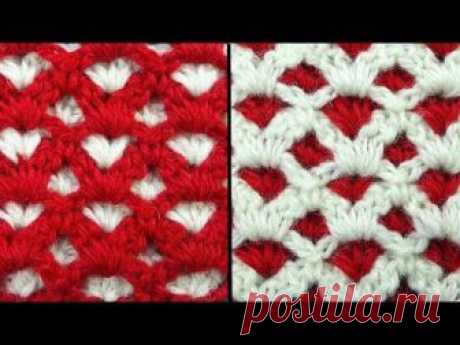 Двухсторонний узор для шапочки Crochet stitches   Вязание крючком   111