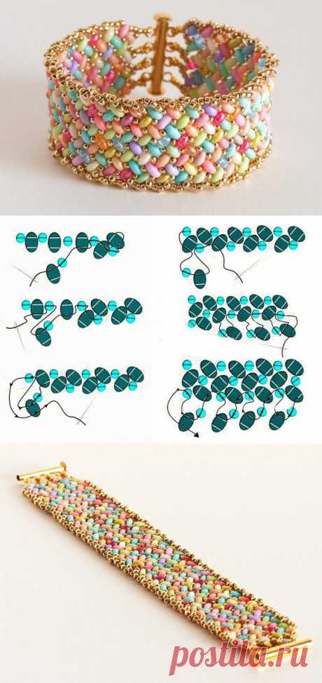 Seed bead bracelet DIY | Плетем браслет из бисера и бусин | pulseiras | Beads