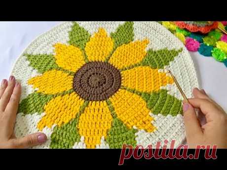 GIRASOL TAPESTRY TEJIDO EN PUNTOS ALTOS  A CROCHET PASO A PASO