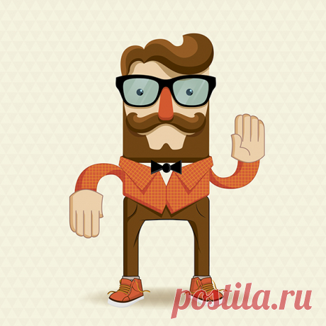 Hipster character illustration with hipster elements on Behance