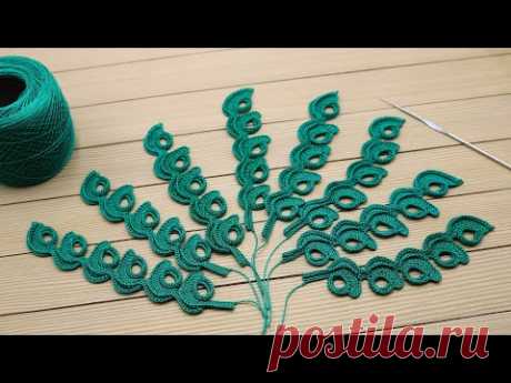 Веточка МОТИВ крючком МАСТЕР-КЛАСС по вязанию СХЕМА элемента для ирландского кружева Crochet motif