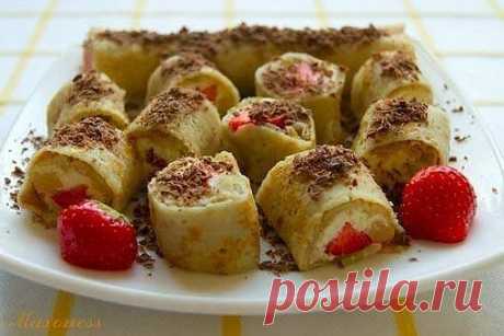 шеф-повар Одноклассники: Вкусные и лёгкие сладкие роллы с творожно-фруктовой начинкой
