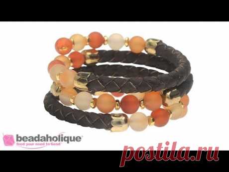 How to Make a Memory Wire Bracelet with Cork Cord and Gemstones