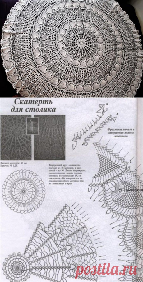 Круглая скатерть крючком схемы. Скатерть для стола красивым узором