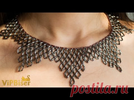 Beaded Necklace with Bugle Beads. 3D Beading Tutorial