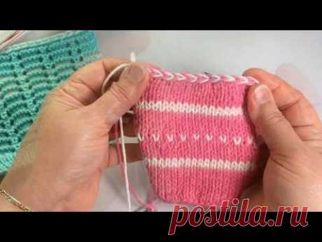 Как закрыть петли двумя цветами пряжи (#11) / Вязание спицами / Two Colors Bind-Off - YouTube