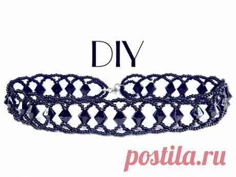 DIY: Beaded gothic choker [easy] / Готическое украшение на шею. Чокер из бисера своими руками.