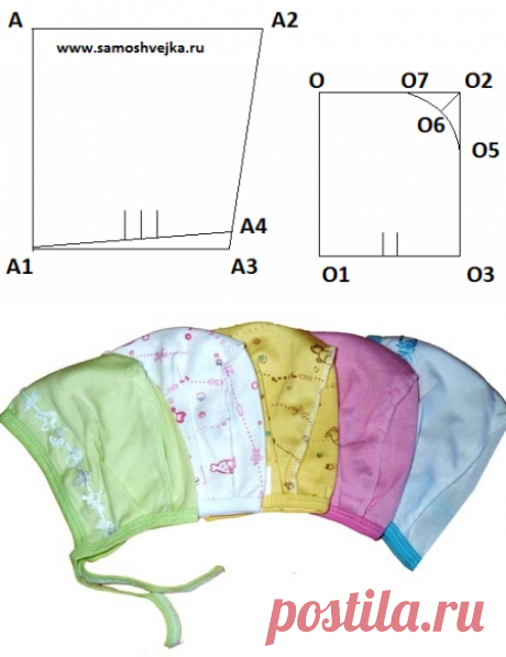 Как построить выкройку чепчика для новорожденного | Самошвейка - сайт для любителей шитья и рукоделия