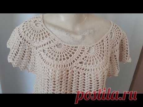 Pala de crochê em espiral  blusa sem costura #blusadecroche #blusadecrochesemcostura