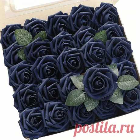 25pcs Artificial Roses Flowers Navy Blue Roses Diy Wedding Bouquets Boutonnieres Centerpieces Bridal Shower Party Home Decorations Yard Decoration Yard Supplies Party Decor Holiday Supplies Holiday Arrangement Garden Decor | Save Money On Temu | Temu