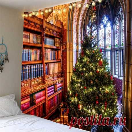 Настенный подвесной гобелен, великолепный Рождественская елка, камин, чулки, подарки, гобелен для спальни, гостиной, общежития | Дом и сад | АлиЭкспресс