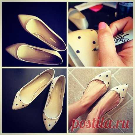 DIY :Polka dot на туфельках / Обувь / Модный сайт о стильной переделке одежды и интерьера