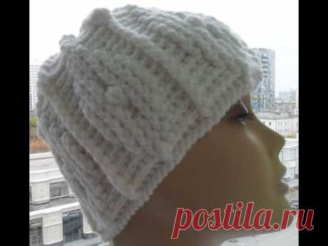 Рельефная шапочка крючком 2часть(Braid Hat Crochet patterns in relief)