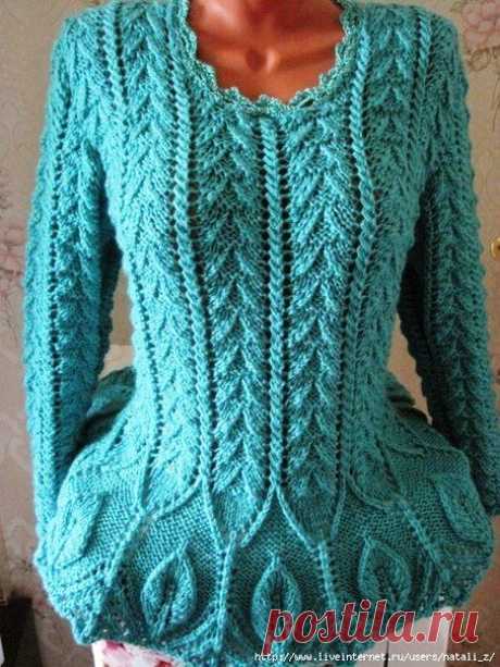 Пуловер Королевский,вязание спицами