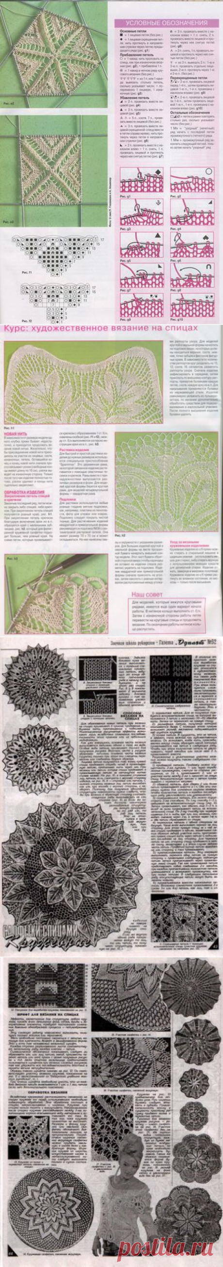«салфетки спицы обучение обозначения»