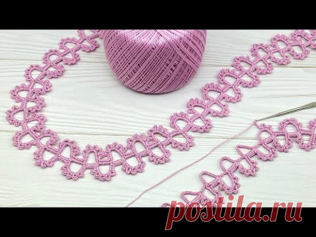 Очень простое ЛЕНТОЧНОЕ КРУЖЕВО вязание крючком мастер-класс How to CROCHET EASY and SIMPLE Tutorial