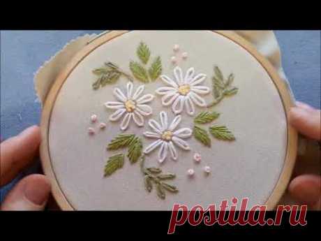 МК. Ромашки для Наташки. Очень простой сюжет. Привет от кошек! Daisies. Simple design. Step by step.