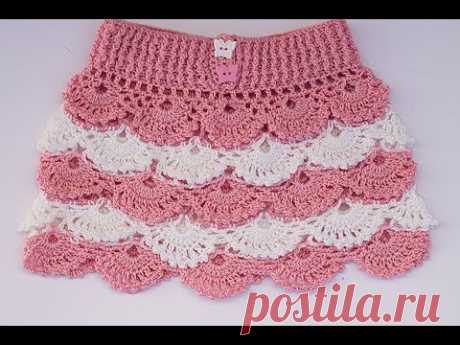 Falda a crochet para niña paso a paso con patrones dentro