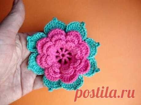 Как вязать розу крючком Урок19 Howto crochet rose Сomment tricoter une rose